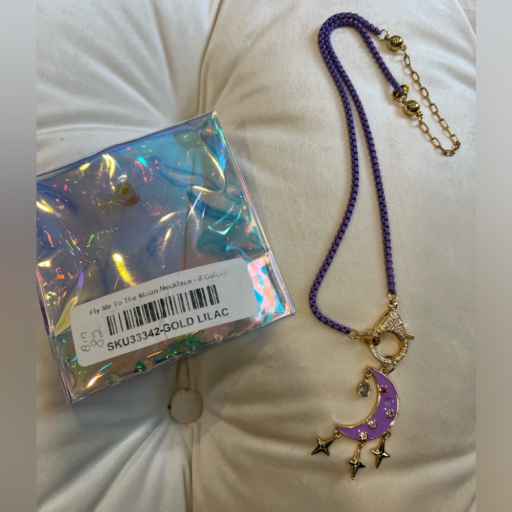 BAR (By Alexa Rae) Fly Me To the Moon Necklace -Lavender Enamel